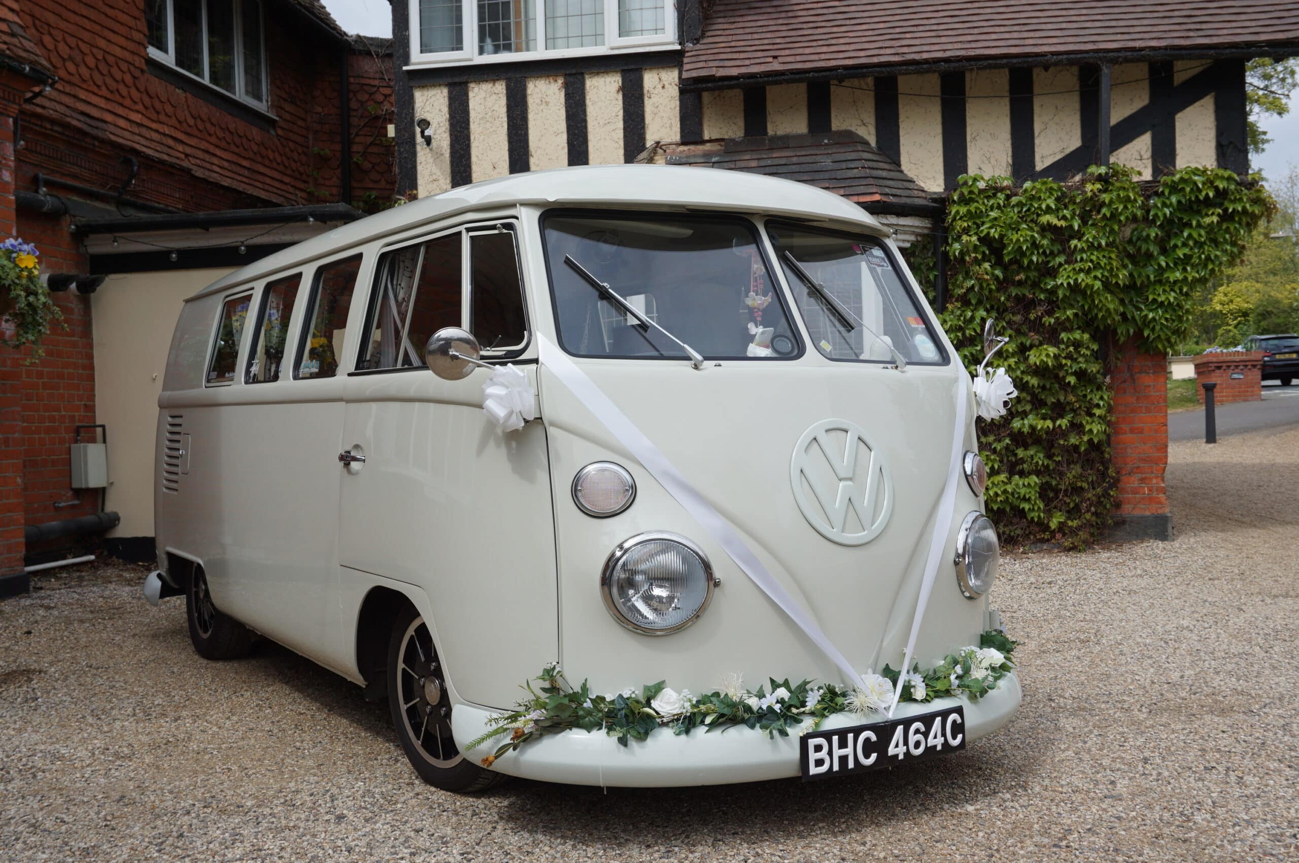Classic Volkswagen van decorated for wedding