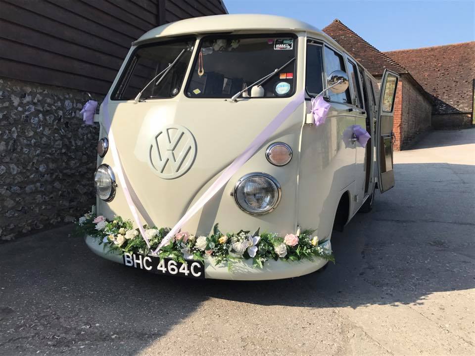 Vintage VW wedding campervan available for wedding car hire in Surrey