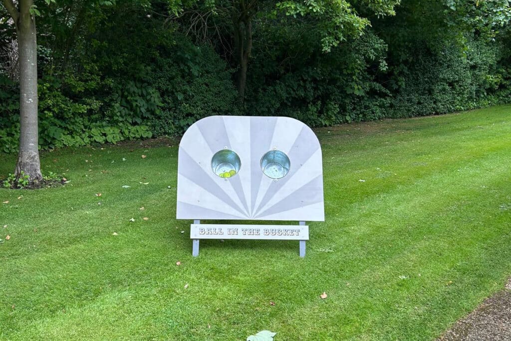 Wedding lawn games set up for guests at an outdoor reception