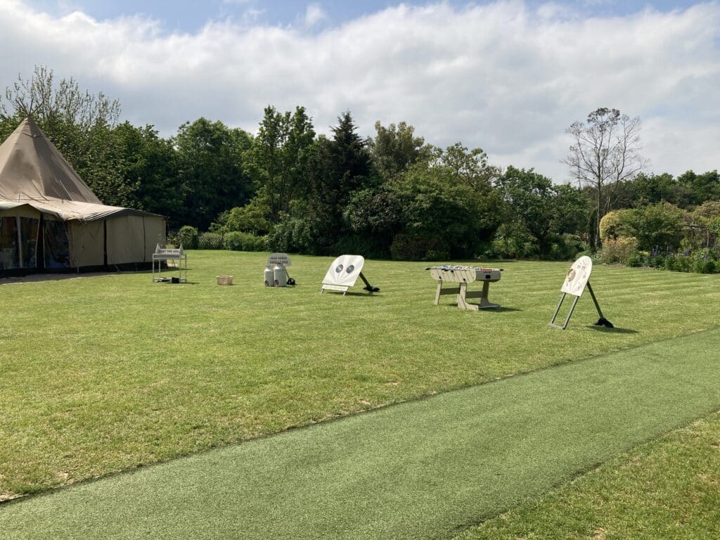 Wedding games set up at The Gardens in Yalding, Kent