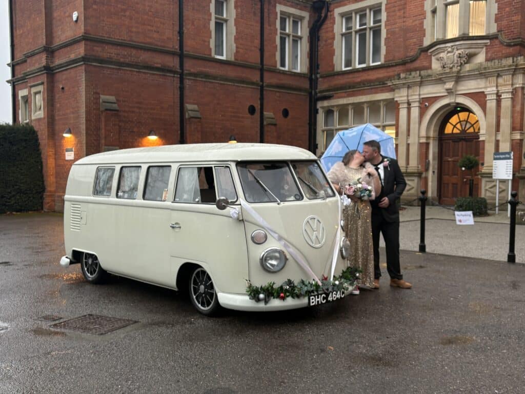 Vintage VW campervan outside Oakwood House Maidstone